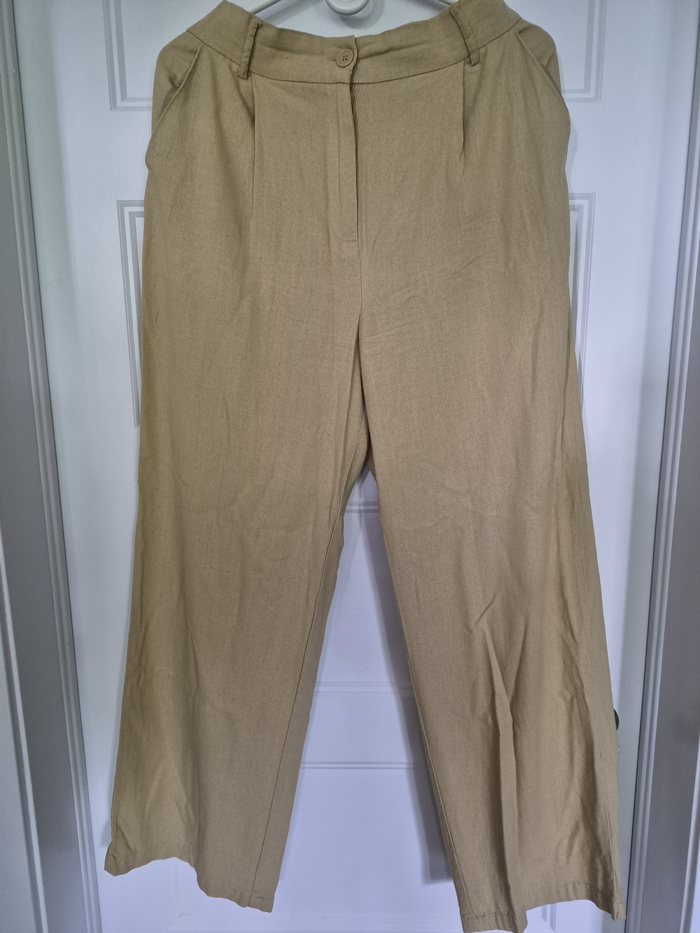 Ardene Light Tan Linen Blend High Waisted Wide Pants